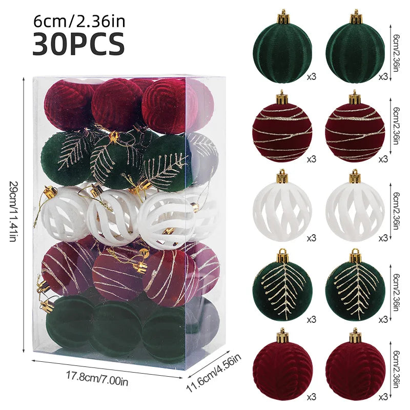 30Pcs 6cm Christmas Ball Ornaments