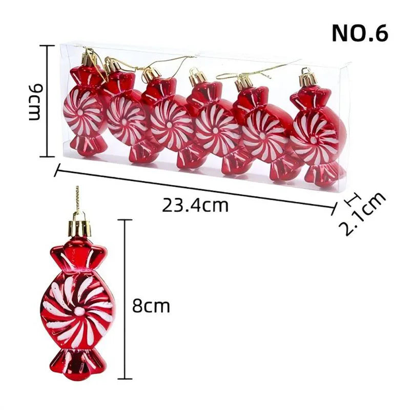 6PCS Christmas Lollipop Candy Ornaments