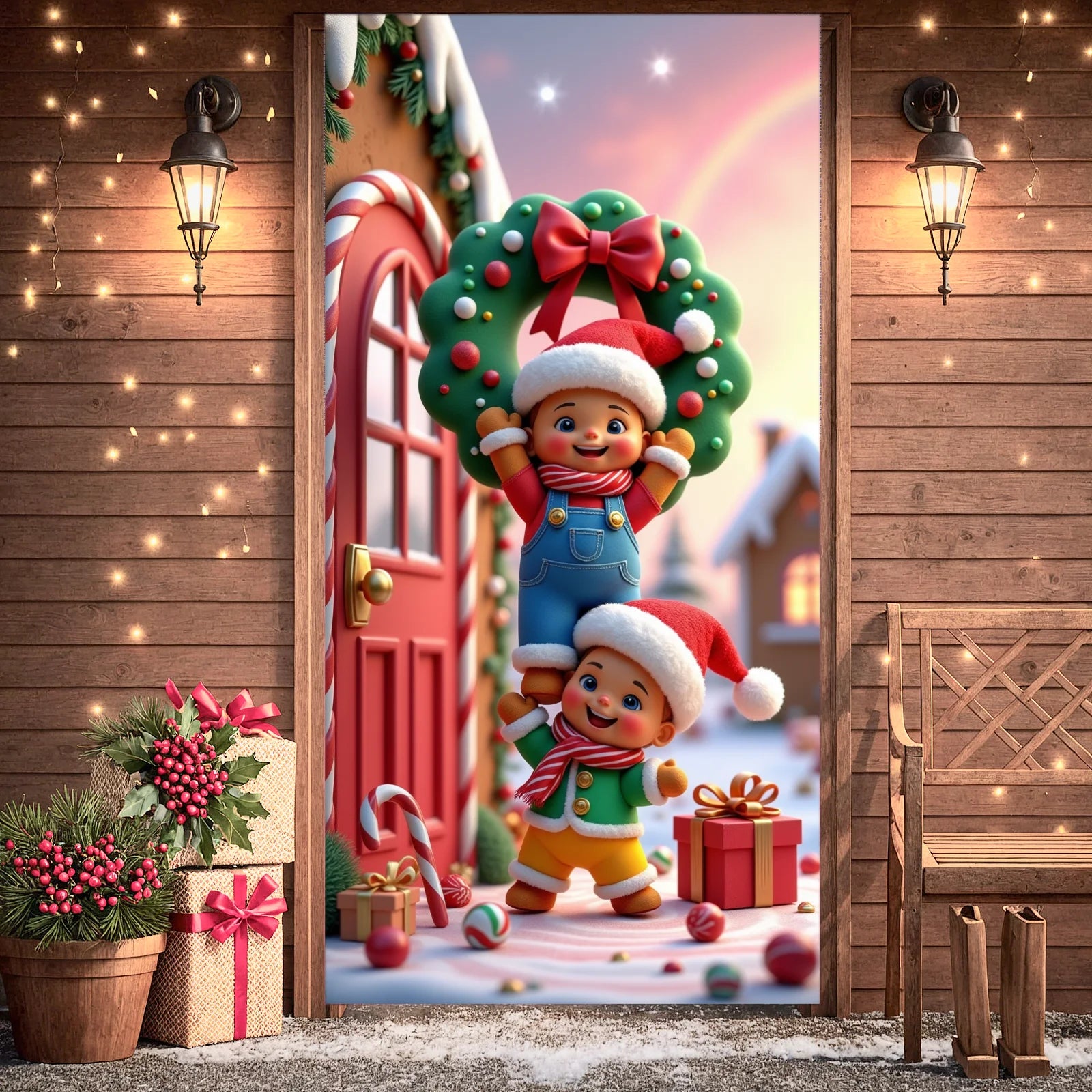 Christmas Hanging Flag Porch Door Banner