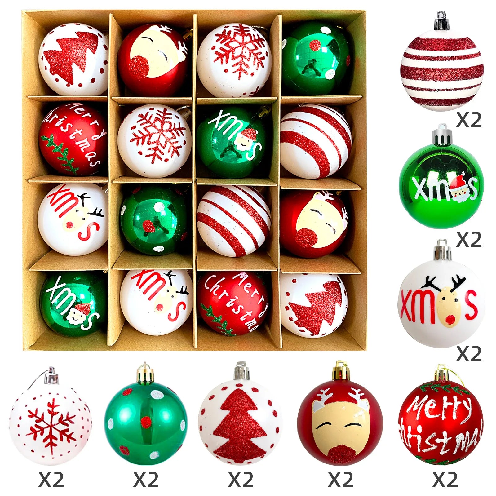 Christmas Ornaments Set 16/44 pcs