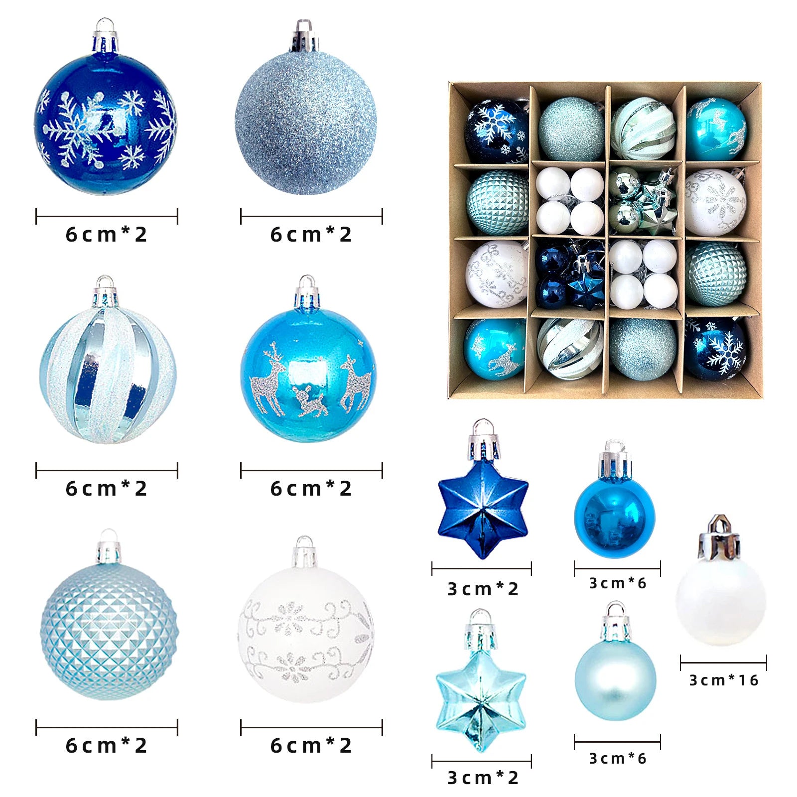 Christmas Ornaments Set 16/44 pcs