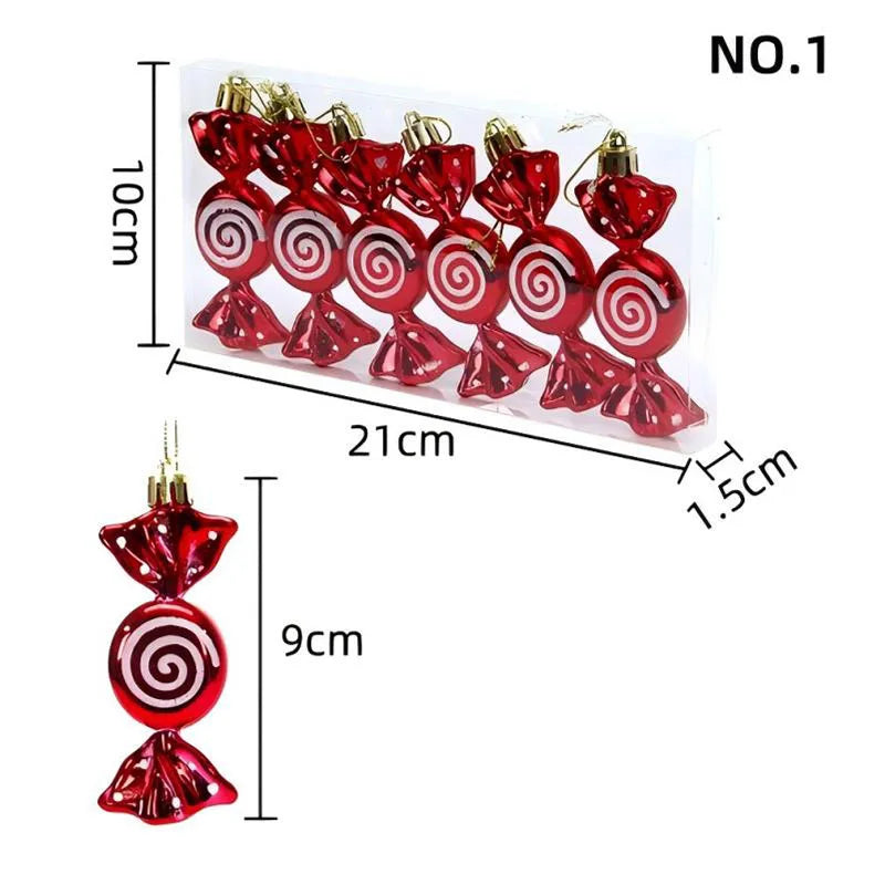 6PCS Christmas Lollipop Candy Ornaments