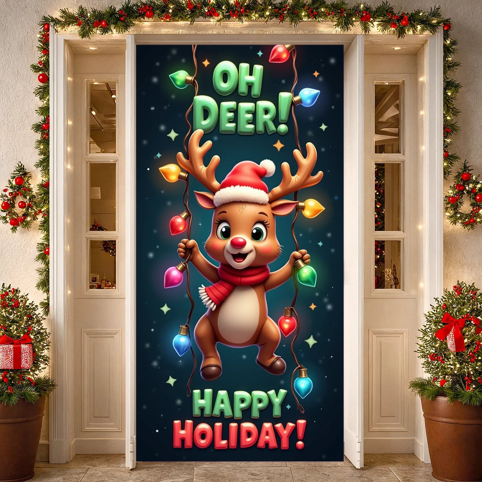Christmas Hanging Flag Porch Door Banner