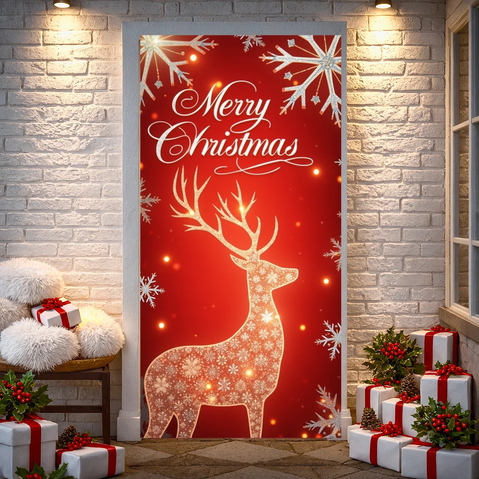 Christmas Hanging Flag Porch Door Banner